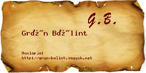 Grün Bálint névjegykártya